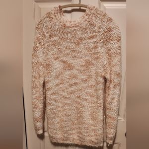 Doe & Rae soft fuzzy sweater, size medium, ties in back, cream and tan